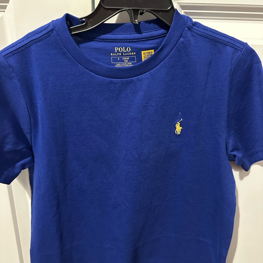 Ralph Lauren Blue Polo Shirt with Yellow Emblem